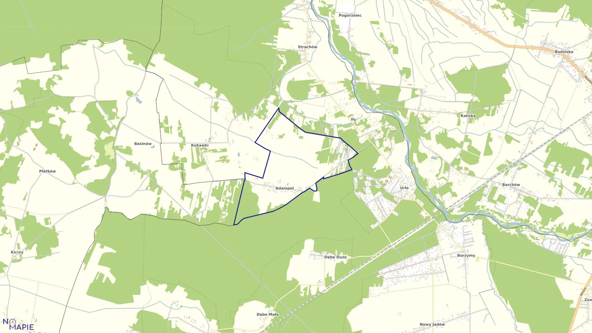 Mapa obrębu ADAMPOL w gminie Jadów