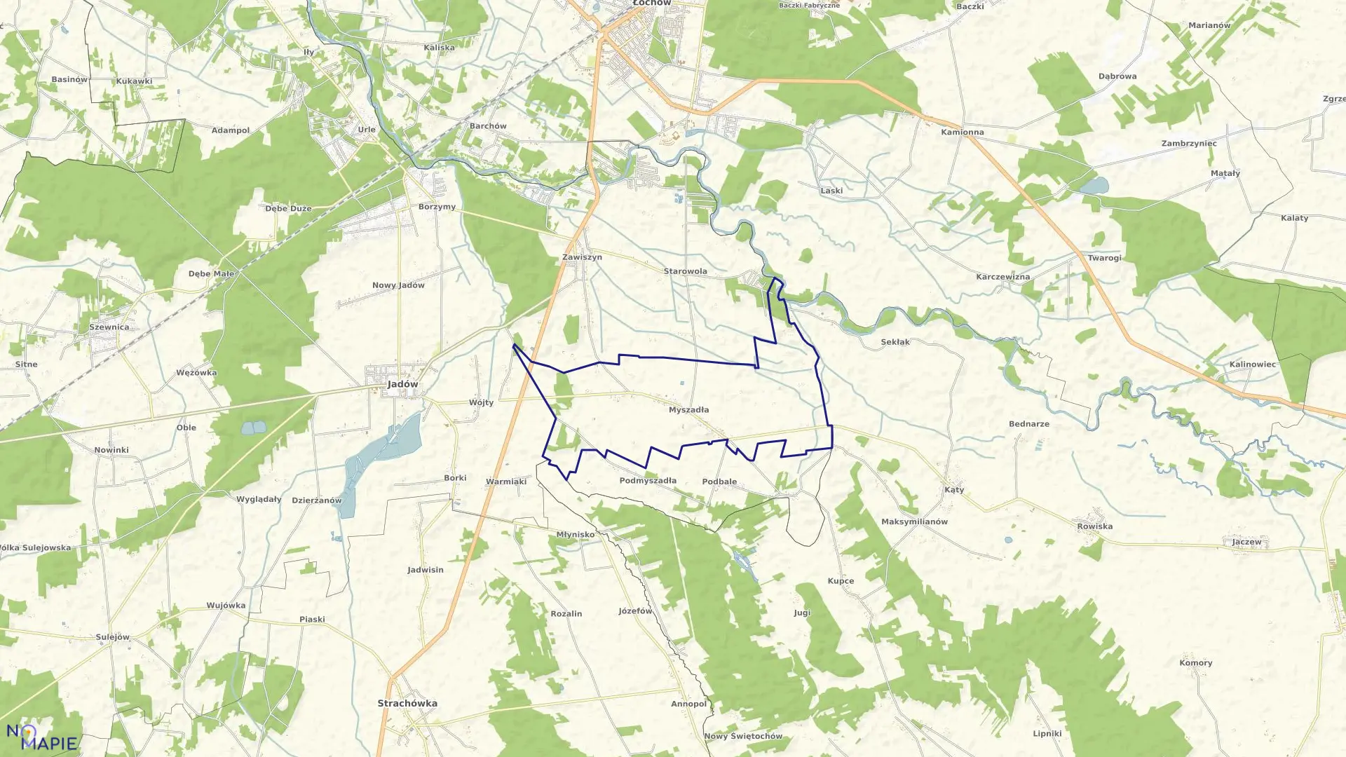 Mapa obrębu MYSZADŁA w gminie Jadów