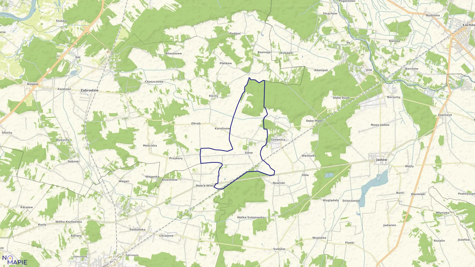 Mapa obrębu SITNE w gminie Jadów