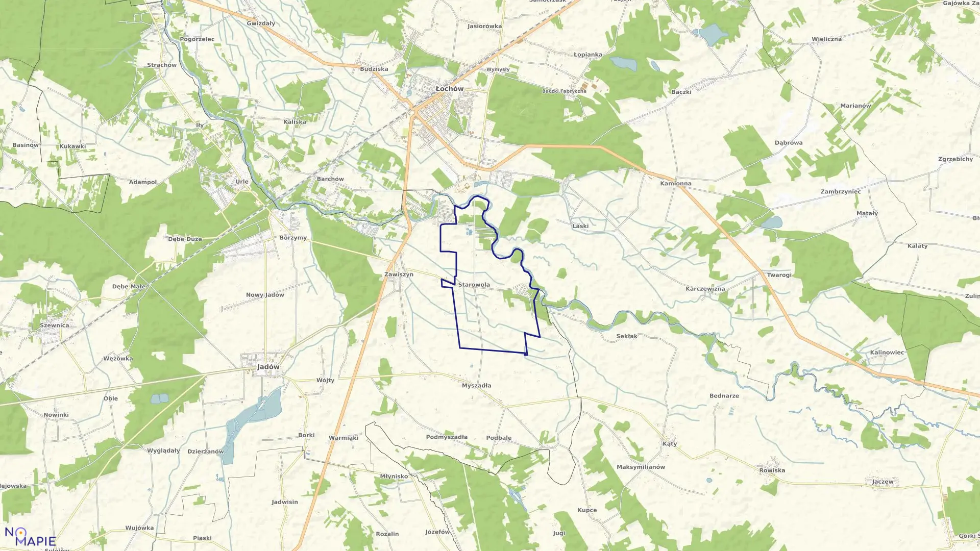 Mapa obrębu STAROWOLA w gminie Jadów