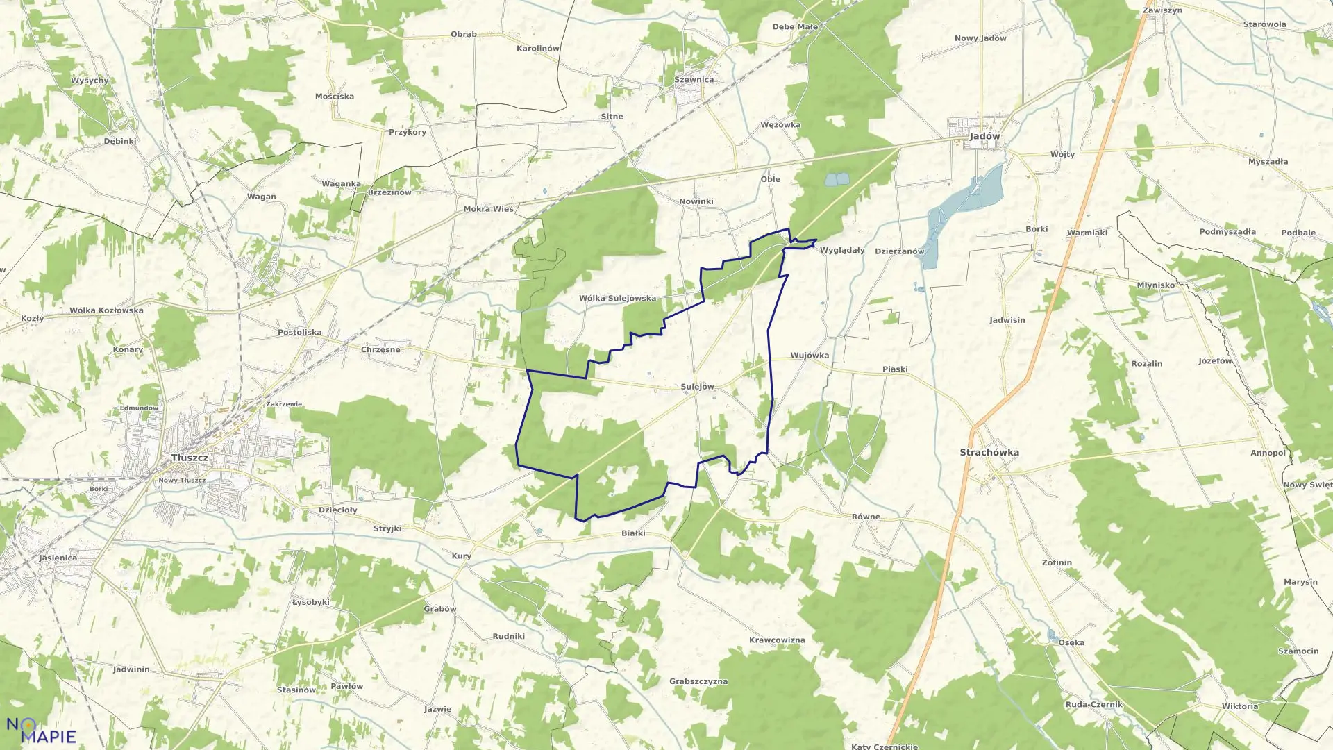 Mapa obrębu SULEJÓW w gminie Jadów